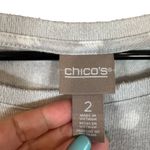 Chico's Gray & White Waterpaint Print Long Sleeve Knit Blouse Women Sz 2 L/12 Photo 5