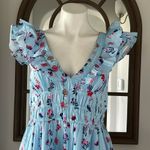 Banjanan Maya Cotton Ruffled Foliage Floral Dress, Blue Size S New w/Tag $425 Size M Photo 8