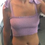 Purple ruffle crop top with shoulder ties Photo 0