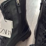 ZARA  Women’s Black Leather Combat Boots Lace Up Casual Shoes Size 41 Photo 4