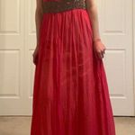 Adrianna Papell Beaded Silk Empire Waist Evening Formal Evening Gown Hot Pink 10 Photo 6