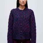 RE/DONE $550 NWT 80s CREWNECK CARDIGAN IN PLUM SZ S Photo 0