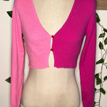 Wild Fable Two Tone Pink Cropped Button Front Longsleeve Photo 0