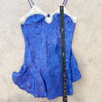 Vintage Lingerie Slip Dress Women Medium Blue Lace Romantic Feminine Floral 70s Photo 9