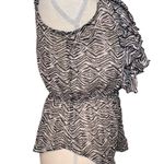 Miley Cyrus  Maxx Sheer Zebra Print Button Down Blouse Ruffled Front Cap … Photo 3