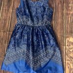 Outback Red  Paisley Fit and Flare Sateen Blue Dress Size 4 Photo 1