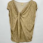 Michael Kors Michael tan striped twist front ruched cap sleeve V neck blouse XL Photo 7