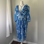 Vintage ‘90s Mosaic Blue & White Polka Dot V Photo 1