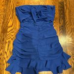 Lucy in the Sky  Crepe Ruched Bodycon Dress in Blue Photo 1