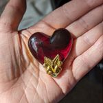 Givenchy Vintage  Cherub Lucite Heart Brooch Jewelry RARE Rhinestone Pin Gold Red Photo 11