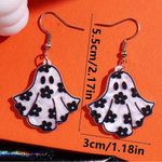 Halloween ghosty flowered acrylic dangle earrings White Photo 2