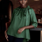 Never A Wallflower‎ Saint Sinner Top Blouse Emerald Green Silk Satin Sz M NWT Size M Photo 0