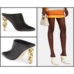 Cult Gaia ππ Nila Mule Leather Chain Heel ~ Black 39 New without Box Photo 3