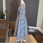 Women’s Blue Prom Party Dress Embroidered Flowers Butterflies Corset Back Size 4 Blue Photo 5