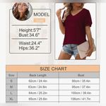 NEW Burgundy Wine Red Knit V Neck Top With Short Puff Swiss Dot Lace Sleeves Size M Photo 4