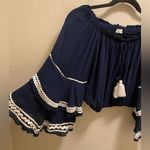 Surf Gypsy Navy Blue Hold My Mimosa Boho Tiered Bell Sleeve Crop Top Size Small Photo 5