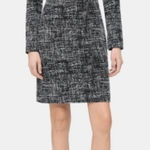 Donna Karan Donna Karen New York Plus Stretch Marble Print Sheath Dress Gray Size 16 Photo 0