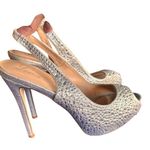 Audrey Brooke Size 11 Rhinestone Stilettos Peep-Toe Slingback Silver Photo 0
