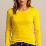 Abercrombie & Fitch  Y2K Yellow Fitted Long Sleeve Tee (S) Photo 0