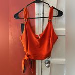 Free People  Paisley Pop Tie Cropped Tank Orange Red Size Large Photo 10