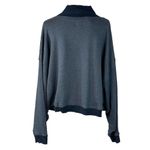 Free People Large Rae Pullover Sweatshirt Mock Neck Stretch Dolman Sleeves Blue Photo 3
