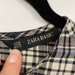 ZARA Black White & Red Plaid Balloon Sleeve Tie Back Long Sleeve Blouse Womens M Photo 7