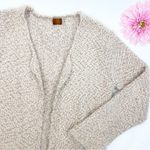 POL Clothing NEW Popcorn Eyelash Fuzzy Longline Open Front Cardigan Oatmeal Tan Photo 4