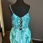 Women’s Blue Mermaid Fit Prom Party Dress Sparkly Sequins Leg Slit Size 12 Photo 4