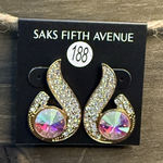 Saks 5th Avenue Saks Fifth Avenue Apostrophe Multicolored Rhinestone Earrings Pierced NWT Photo 0