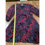 Shoshanna  faux wrap long sleeve floral ruffle blue & red v neck mini dress  10 Photo 2