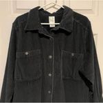 Roaman's Women’s 1x Black Corduroy Oversized Buttondown Shirt Photo 2