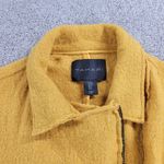 Tahari Womens Moto Jacket Small Yellow Wool Blend Boucle Zip Up Pockets Photo 2