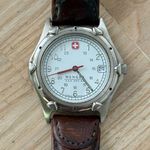 Wenger S.A.K. Edition Watch Stainless Case White Dial Brown Leather Date Window Silver Photo 2