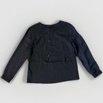 Tibi  Black Layer Blouse W Sheer  Long Sleeves Button Back  Silk Top Wool Size 4 Photo 4