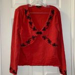 Reba  Red/Black V Neck Embroidered/Beaded Detail L Photo 0