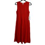 STAUD NEW NWT  Elyse Midi Dress In Cayenne Orange Red Photo 3