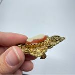 Vintage Estate Gold Tone Cameo Brooch Victorian Style Orange Photo 4