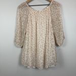 Giusy Top Women's Large Beige Floral 100% Silk Blouse‎ Dainty Cottage Feminine Photo 2