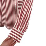 AYR The Deep End Long Sleeve Button Down Shirt Rusty Red White Stripe Medium Photo 4