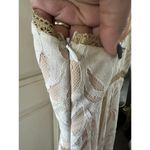 Anthropologie Foxiedox Metallic Gold Lace Overlay Eyelash Hem Lined Maxi Dress L Photo 3