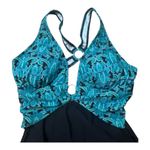 Venus Black Turquoise Print One-Piece Swimsuit Cross Strap Womens Plus Size 18 Photo 1