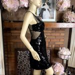 BCBGMAXAZRIA  BLACK SEQUIN & MESH EXPOSED BACK BODY CON COCKTAIL DRESS NWT (M) Photo 4