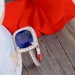 New Deep Blue Sapphire Ring Silver 925 Size 8 Photo 3