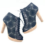 Stuart Weitzman Stuart Weizeman Black‎ Lace-Up Floral Heel Booties Photo 0