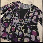 Briggs New York Purple & Black Geometric Top | Shirt | Blouse | Business Casual Photo 2