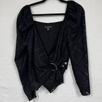 Ted Baker Black Lazare D Ring Wrap Top Blouse Womens XS Puff Shoulder Coquette Photo 1