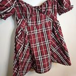 Maeve  Plaid Puff Mini Dress Red Anthropologie Short Sleeve Sweetheart NWT XL Photo 3