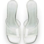 Tony Bianco Alessi Clear Vinylite Silver Wedge Heels – Size 10 Photo 0