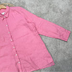 J.Jill  Love 100% Linen Essential Everyday Button-Front Shirt Longsleeve Pink XL Photo 6
