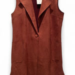 Solitaire  Anthropologie Rich Brown Faux Suede Vest Size XL Western Collared NWT Photo 0